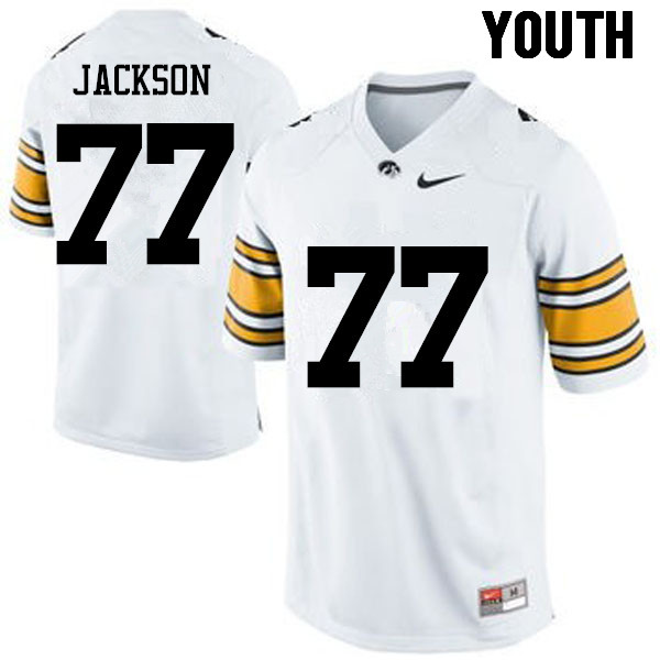 Youth Iowa Hawkeyes #77 Alaric Jackson College Football Jerseys-White